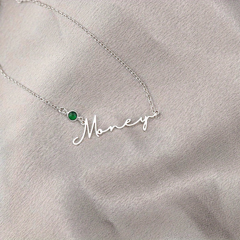 Custom Birthstone Name Necklace, 18K Gold Plated